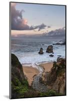 Stream flowing into the Pacific Ocean at Soberanes Point with the coastline in view-Sheila Haddad-Mounted Photographic Print