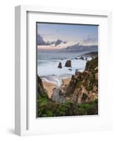 Stream flowing into the Pacific Ocean at Soberanes Point with the coastline in view-Sheila Haddad-Framed Photographic Print