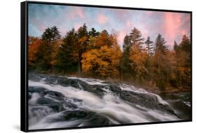 Stream flowing through rocks, Buttermilk Falls, Adirondack Mountains State Park, New York State...-null-Framed Stretched Canvas