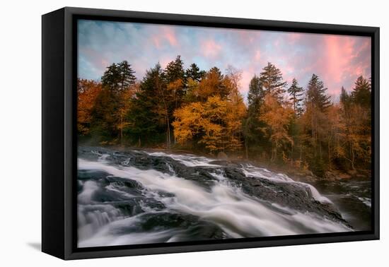 Stream flowing through rocks, Buttermilk Falls, Adirondack Mountains State Park, New York State...-null-Framed Stretched Canvas