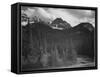 Stream In Fgnd With View Of Trees And Snow On Mts, Wyoming 1933-1942-Ansel Adams-Framed Stretched Canvas