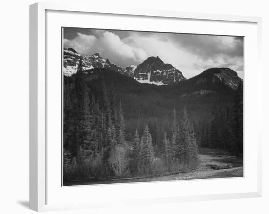 Stream In Fgnd With View Of Trees And Snow On Mts, Wyoming 1933-1942-Ansel Adams-Framed Art Print