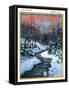 "Stream in Snowy Woods," Country Gentleman Cover, January 1, 1933-Walter Baum-Framed Stretched Canvas