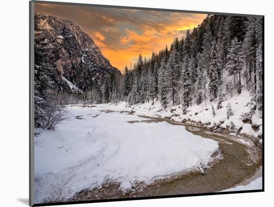 Stream in the snow-Marco Carmassi-Mounted Photographic Print