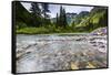 Stream, Rocks, Rushing Water, Glacier National Park, Montana-Yitzi Kessock-Framed Stretched Canvas