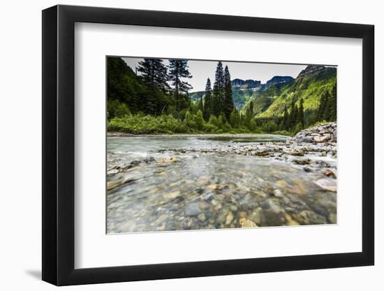 Stream, Rocks, Rushing Water, Glacier National Park, Montana-Yitzi Kessock-Framed Photographic Print