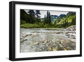 Stream, Rocks, Rushing Water, Glacier National Park, Montana-Yitzi Kessock-Framed Photographic Print