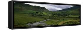 Stream Through Lush Mountain Landscape, Distant Cottages, Ireland-null-Framed Stretched Canvas