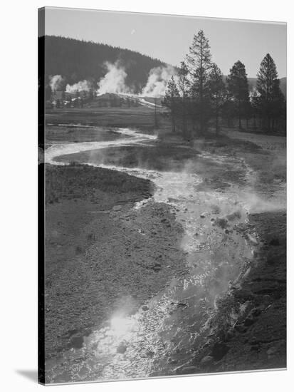 Stream Winding Back Toward Geyser "Central Geyser Basin Yellowstone NP" Wyoming 1933-1942-Ansel Adams-Stretched Canvas