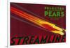 Streamline Pear Crate Label - Santa Clara, CA-Lantern Press-Framed Art Print