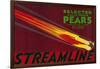 Streamline Pear Crate Label - Santa Clara, CA-Lantern Press-Framed Art Print