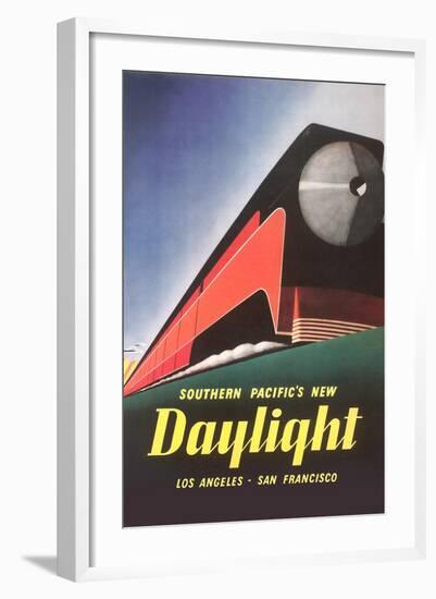 Streamlined Daylight Train-null-Framed Art Print