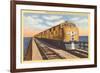 Streamlined Train Crossing Great Salt Lake, Utah-null-Framed Art Print