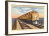 Streamlined Train Crossing Great Salt Lake, Utah-null-Framed Art Print