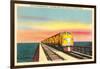 Streamlined Train Crossing Great Salt Lake, Utah-null-Framed Art Print