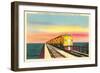 Streamlined Train Crossing Great Salt Lake, Utah-null-Framed Art Print