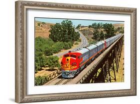 Streamlined Train on Trestle-null-Framed Art Print