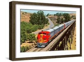 Streamlined Train on Trestle-null-Framed Art Print