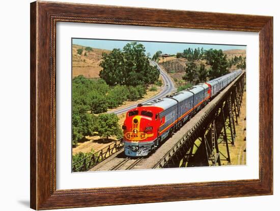 Streamlined Train on Trestle-null-Framed Art Print