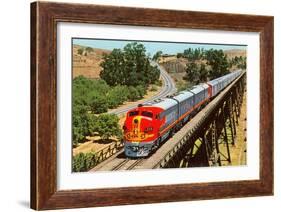 Streamlined Train on Trestle-null-Framed Art Print