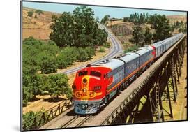 Streamlined Train on Trestle-null-Mounted Art Print