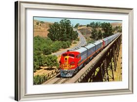 Streamlined Train on Trestle-null-Framed Art Print