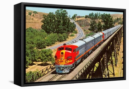 Streamlined Train on Trestle-null-Framed Stretched Canvas