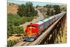 Streamlined Train on Trestle-null-Mounted Art Print