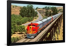 Streamlined Train on Trestle-null-Framed Art Print