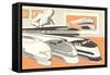 Streamlined Trains-null-Framed Stretched Canvas