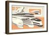 Streamlined Trains-null-Framed Art Print