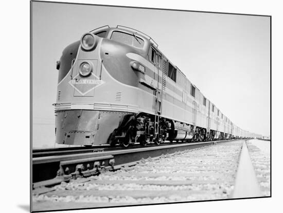Streamliner Traveling along the Illinois Central Line-null-Mounted Photographic Print