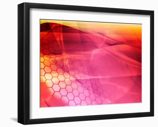 Streams of Light Abstract Cool Waves Background-ilolab-Framed Art Print