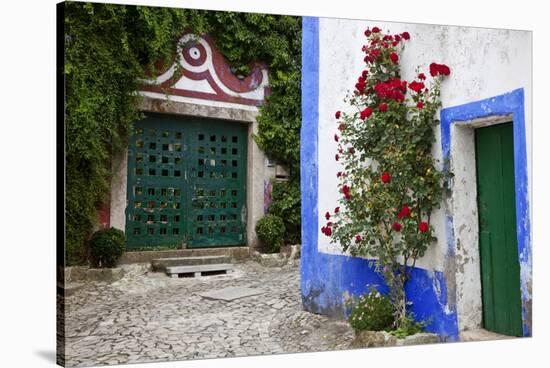 Street Along Obidos, Leiria, Portugal-Julie Eggers-Stretched Canvas