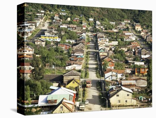 Street and Houses, Puerto Montt, Chile, South America-Nick Wood-Stretched Canvas