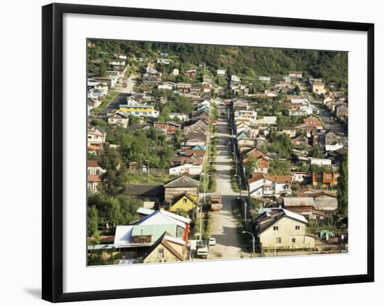 Street and Houses, Puerto Montt, Chile, South America-Nick Wood-Framed Photographic Print