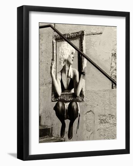 Street Art, Murals Style, French Artist, Paris, France, Sepia-Philippe Hugonnard-Framed Photographic Print