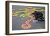 Street Artist Working with Colored Sand, Manhattan, New York Cit-Sabine Jacobs-Framed Photographic Print