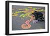 Street Artist Working with Colored Sand, Manhattan, New York Cit-Sabine Jacobs-Framed Photographic Print