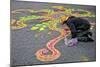 Street Artist Working with Colored Sand, Manhattan, New York Cit-Sabine Jacobs-Mounted Photographic Print