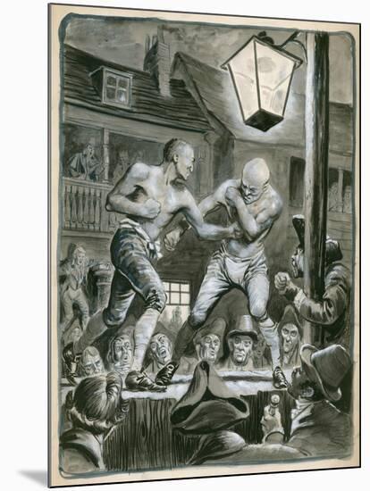 Street Bare Knuckle Fight-Peter Jackson-Mounted Giclee Print