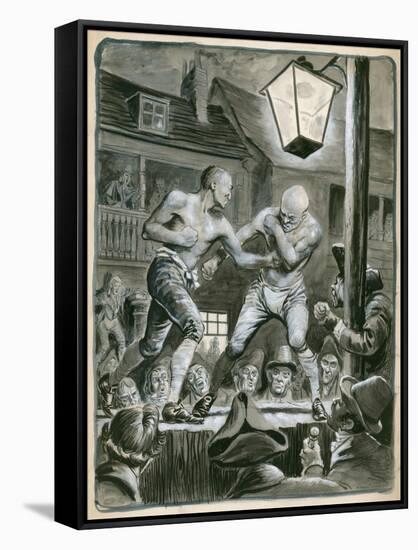 Street Bare Knuckle Fight-Peter Jackson-Framed Stretched Canvas