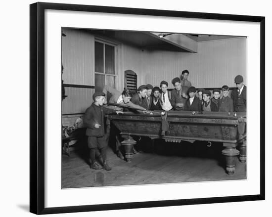 Street Boys Playing Billiards at the Boys Club Photograph - New Haven, CT-Lantern Press-Framed Art Print