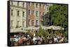 Street Cafe, Doma Square, Riga, Latvia, Baltic States-Gary Cook-Framed Stretched Canvas
