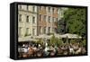 Street Cafe, Doma Square, Riga, Latvia, Baltic States-Gary Cook-Framed Stretched Canvas