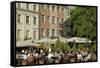 Street Cafe, Doma Square, Riga, Latvia, Baltic States-Gary Cook-Framed Stretched Canvas