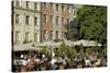 Street Cafe, Doma Square, Riga, Latvia, Baltic States-Gary Cook-Stretched Canvas