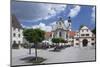 Street Cafe in Front of Baroque Cathedral, Zwiefalten Monastery, Swabian Alb-Markus Lange-Mounted Photographic Print