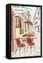 Street Cafe In Old Town Sketch Illustration-Selenka-Framed Stretched Canvas