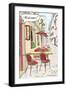 Street Cafe In Old Town Sketch Illustration-Selenka-Framed Art Print